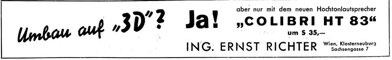 Ing. Ernst Richter aus Wien-Klosterneuburg in Form der Type "Colibri HT 83"