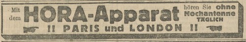 HORA Radio London Paris Empfang 1924