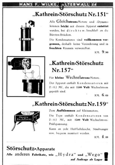 Kathrein Radio-Entsörschutz 1931
