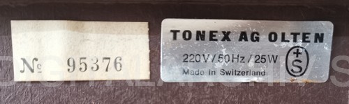TONEX T50 Hersteller-Bezeichnung und Seriennummernaufkleber