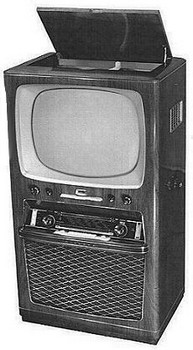 Frühes osterreichisches Multimediagerät von Minerva Radio-Phono-PLattenspielerschrank