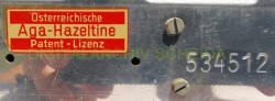 AGA-Hazeltine Lizenzaufkleber auf Österreich Radios