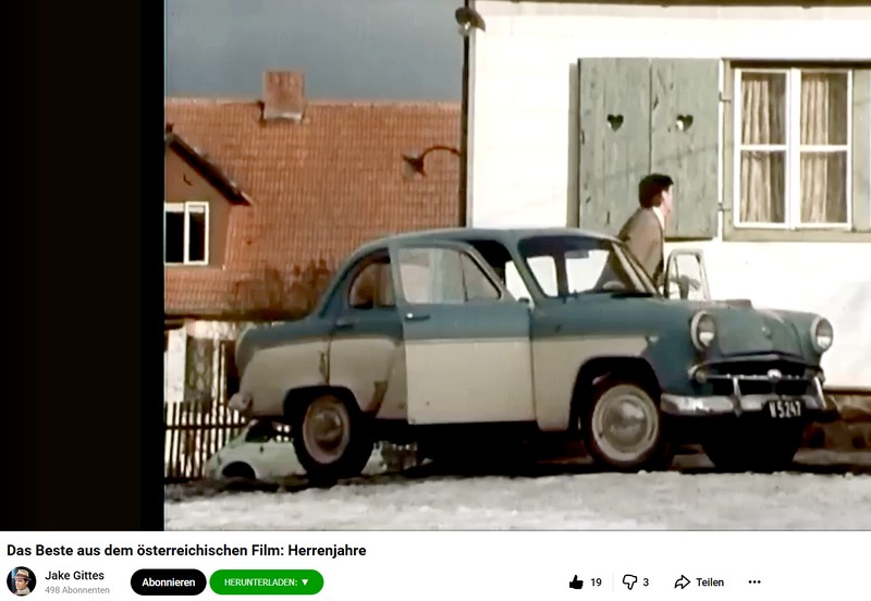 Der Moskwitsch 407 als Nebendarsteller in einer Szene aus © Axel Corti Herrenjahre Quelle YOUTUBE