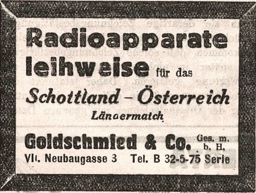 Leihradio 1933 Wien Schottland-sterreich