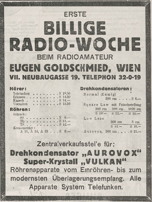Werbung mit Warenangebot 1925