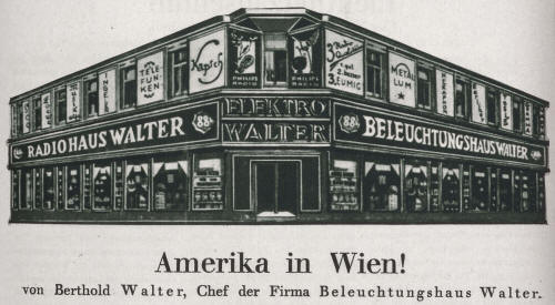 Radiohaus Beleuchtungshaus Walter Gumpendorferstrae 88b Wien 6 1928