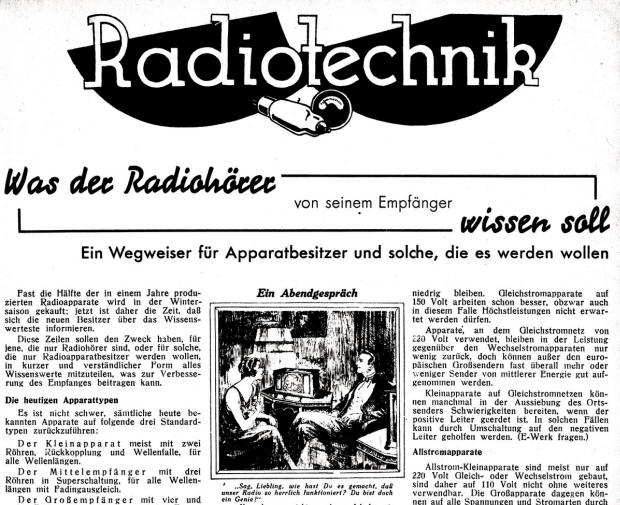 Was der Radioh�rer �ber seinen Empf�nger Wissen soll