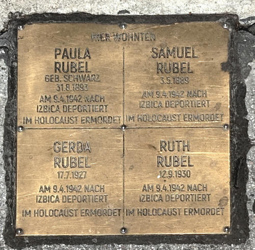 Stolperstein Samuel Rubel und Familie Stumpergasse 30