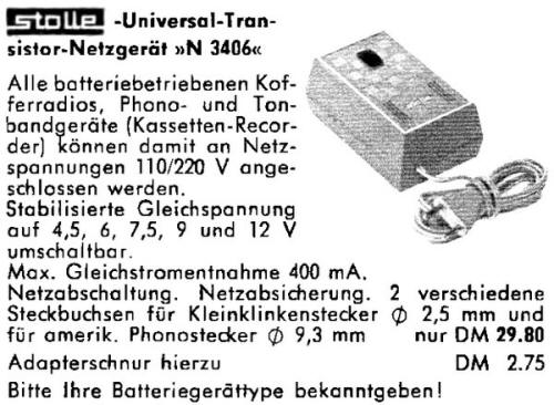Stolle Netzteil Typ N 3406