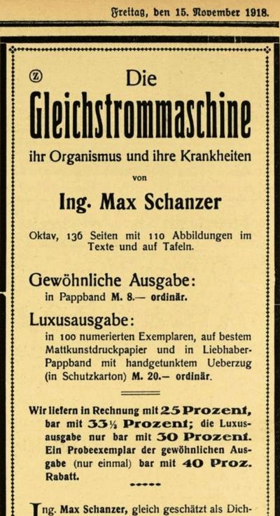 Buchbewerbung aus B�rsenblatt f�r den Deutschen Buchhandel, 15.11.1918