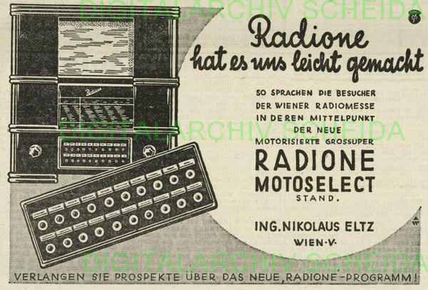 Radione MotoSelect Werbung 1936