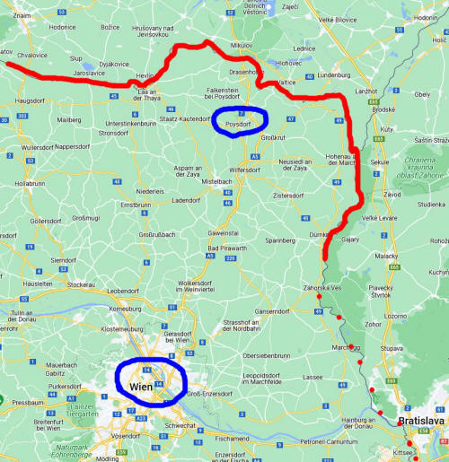 Landkarte mit Poysdorf zur Orientierung