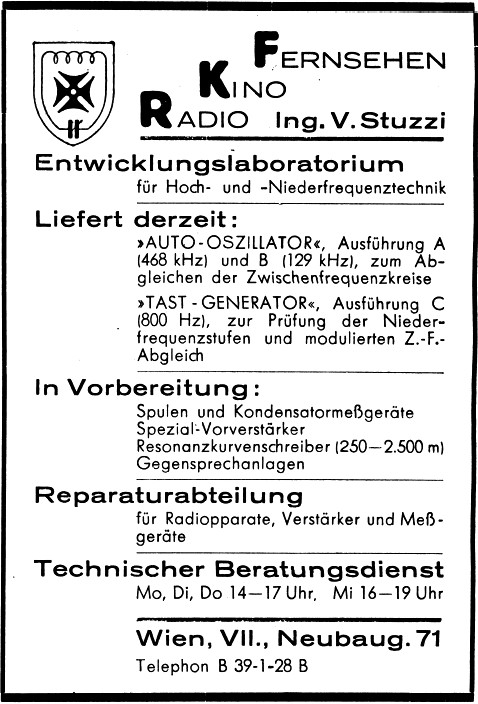 RKF Stuzzi Werbeanzeige 1946