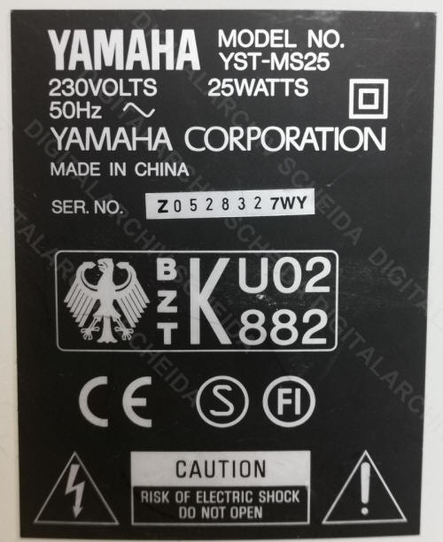 Yamaha Typenschild