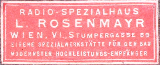 Radio Spezialhaus L. Rosenmayr Wien