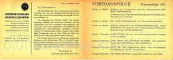 Einladungskarte für die Veranstaltungen im 4. Quartal 1937